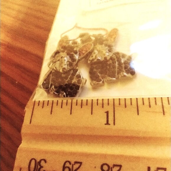 Earrings Bulldog Frenchie Rhinestone Pierced Sparkly Stylish Dangle Trendy Cute - Picture 2 of 3